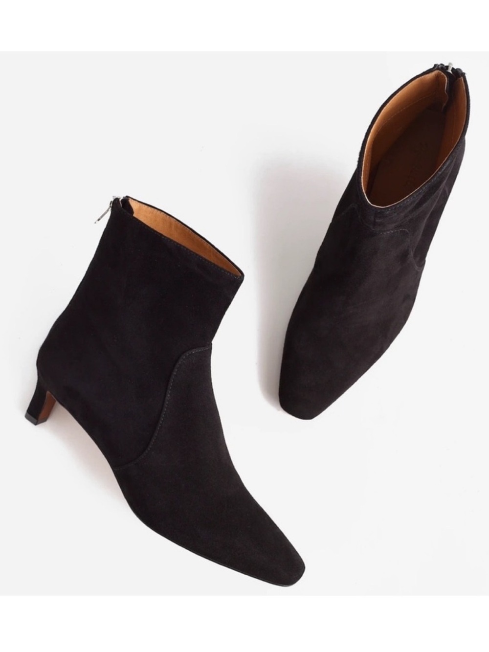 Madewell The Dimes Black Suede Kitten Heel Ankle Boots Booties